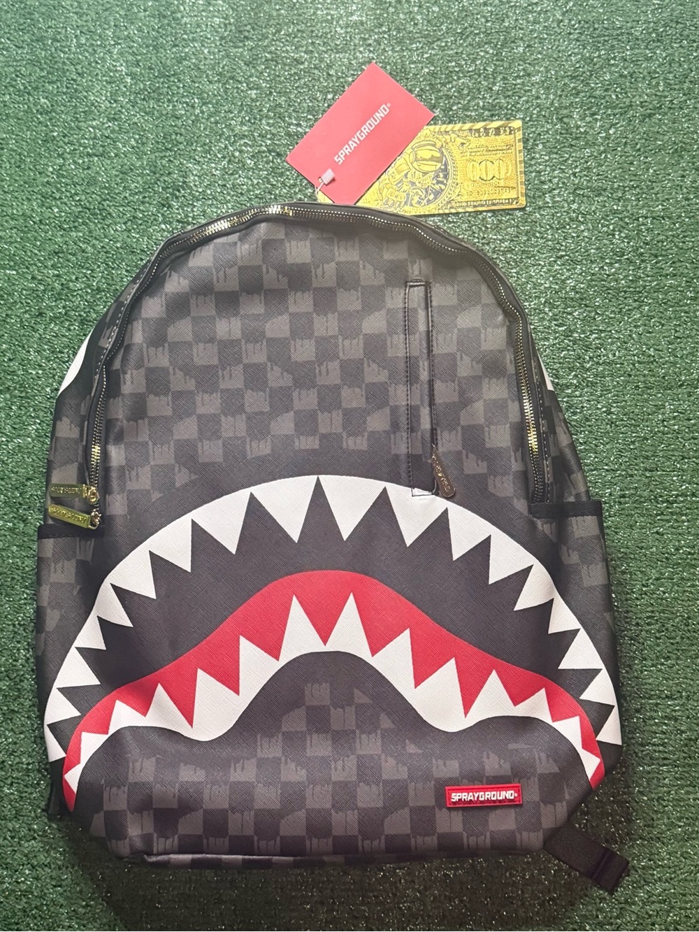 Sprayground Black & Red Checker Shark-Mouth Backpack Limited Edition